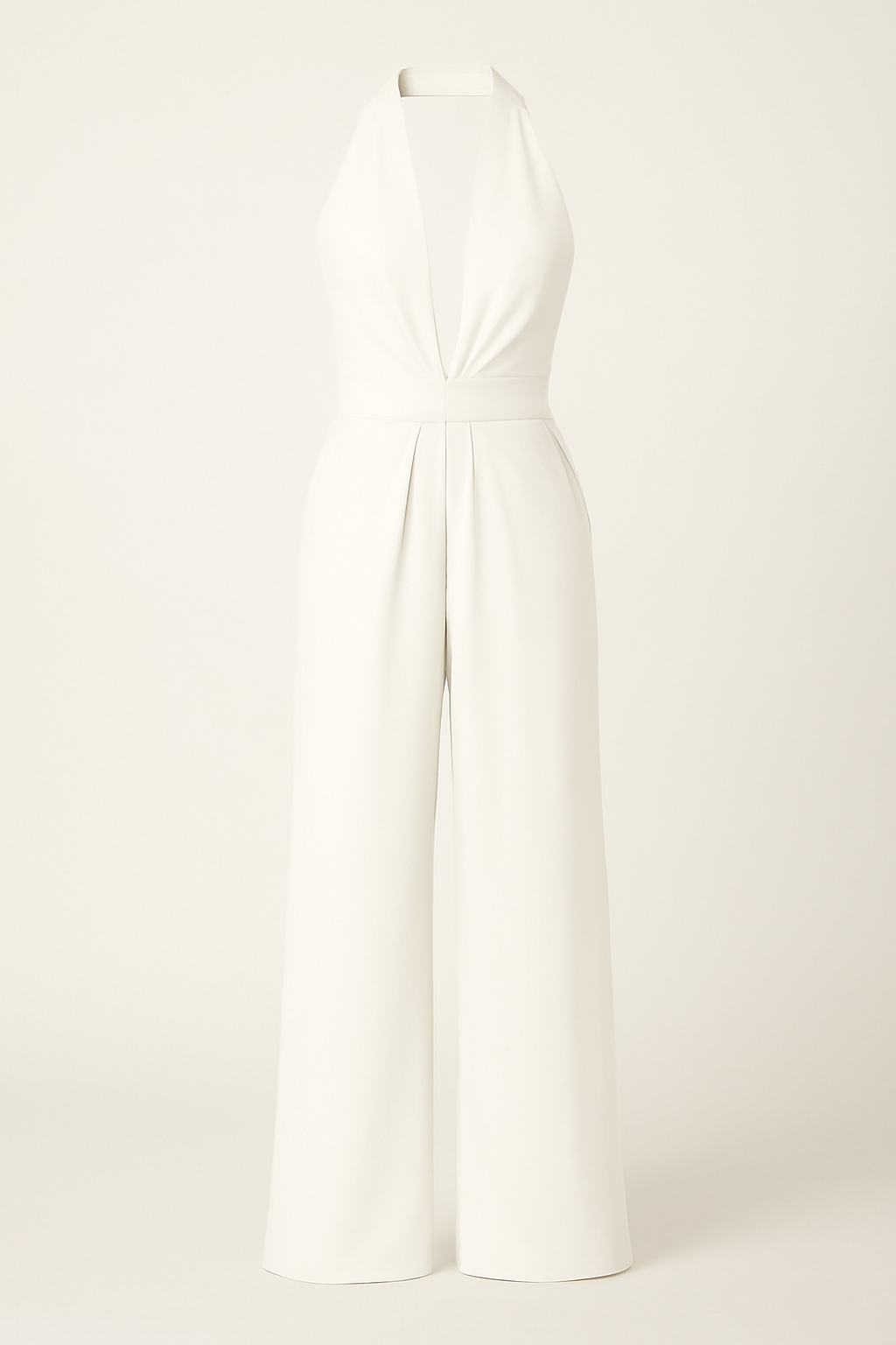 Elegant Halterneck Jumpsuit with Wide-Leg Trousers