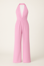 Elegant Halterneck Jumpsuit with Wide-Leg Trousers