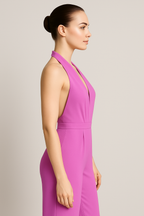 Elegant Halterneck Jumpsuit with Wide-Leg Trousers