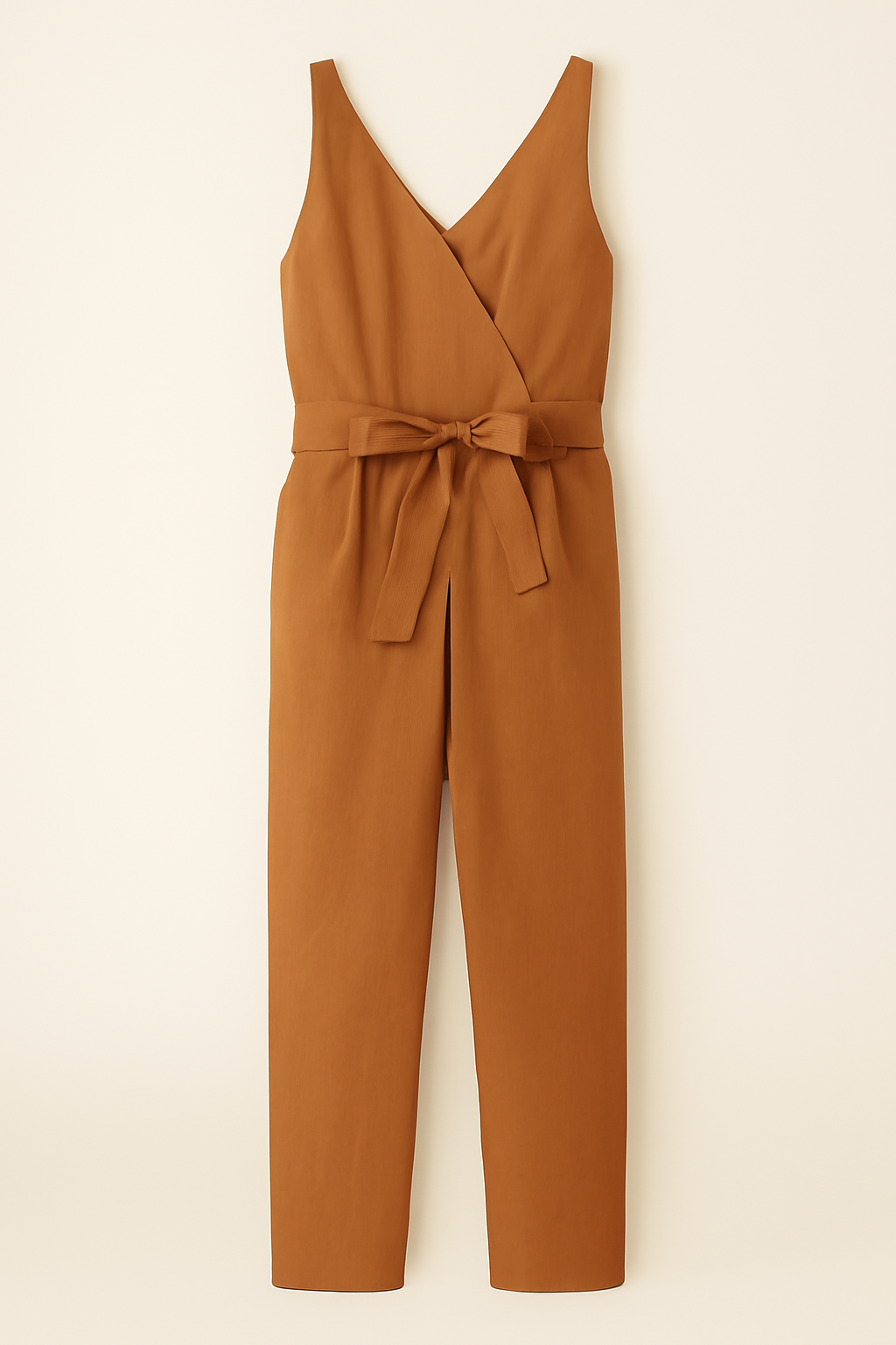 Ärmlös jumpsuit med avsmalnande ben och omlottringning