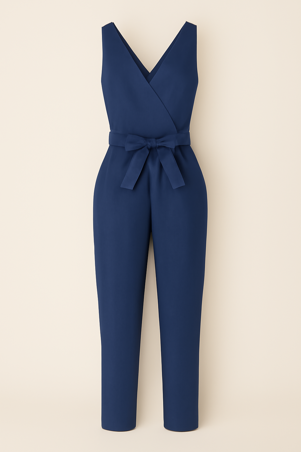 Ärmlös jumpsuit med avsmalnande ben och omlottringning