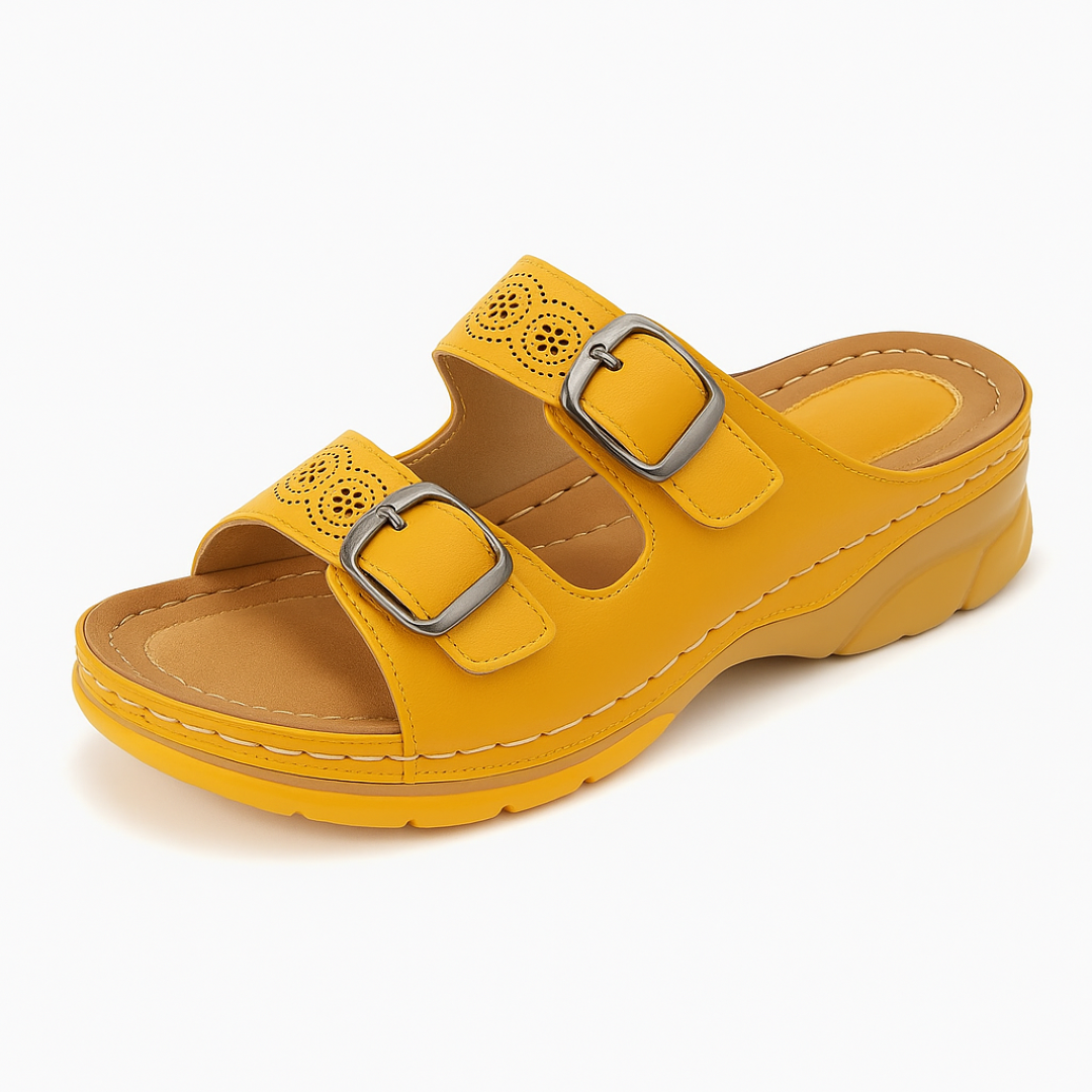 Supportive sandals with adjustable velcro straps