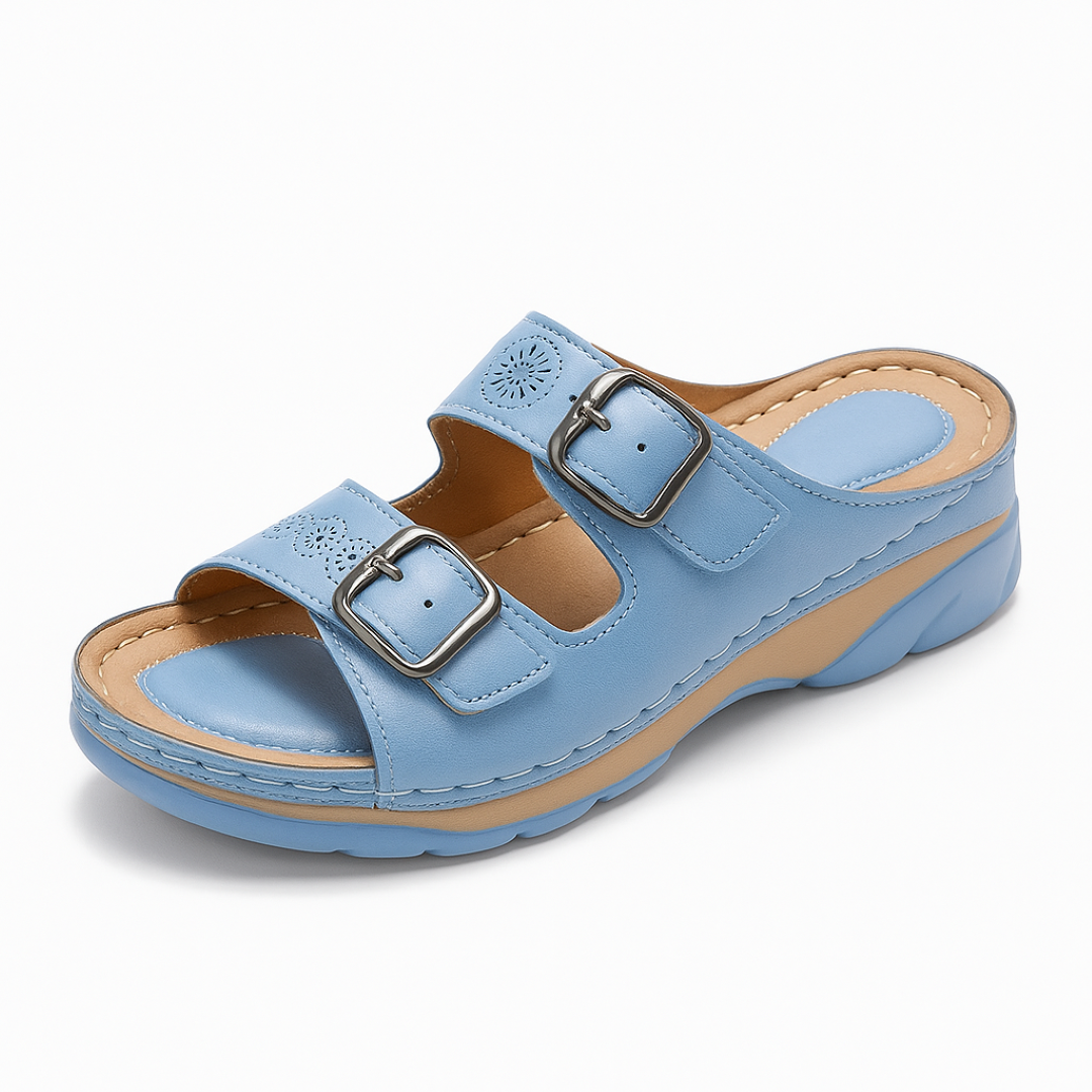Supportive sandals with adjustable velcro straps