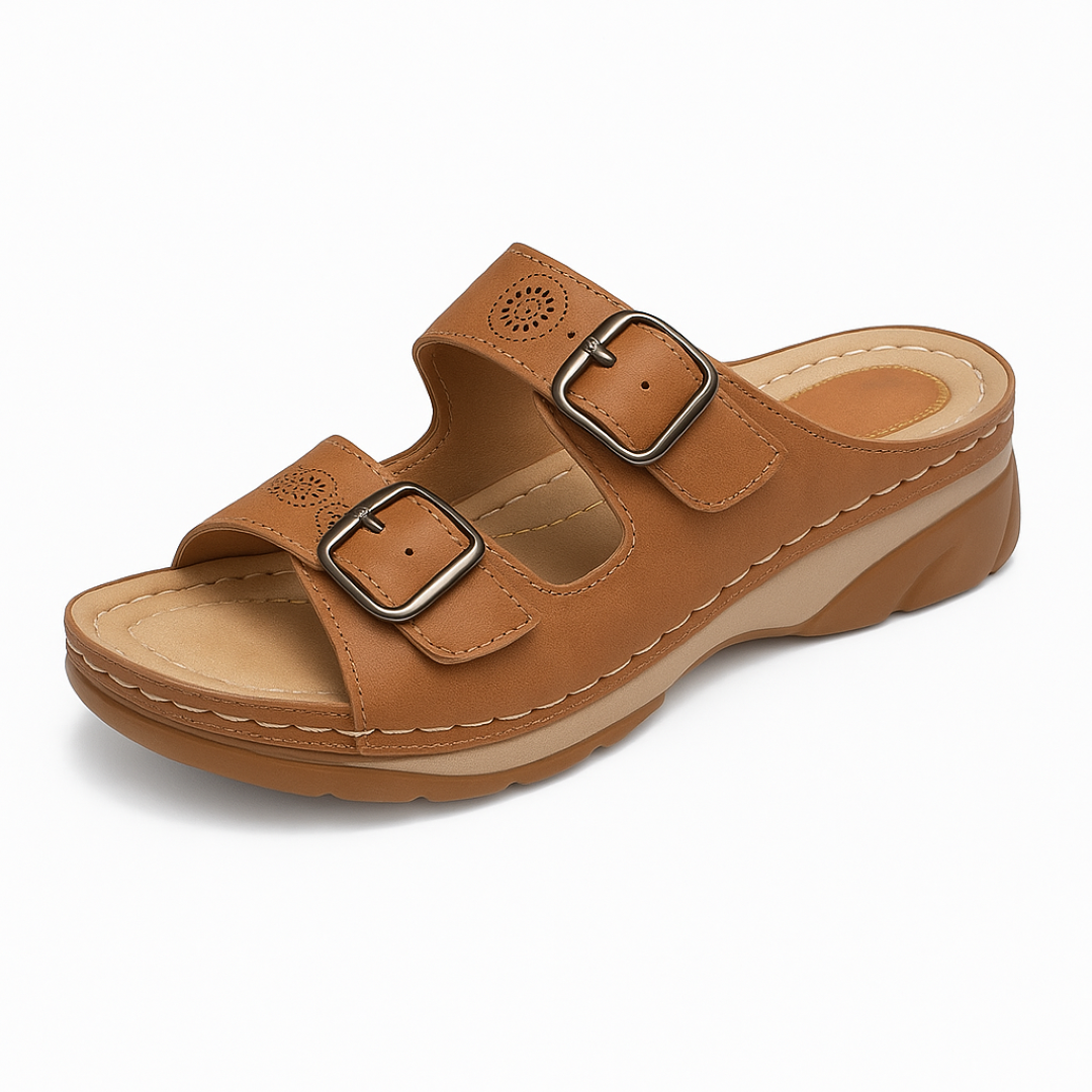 Supportive sandals with adjustable velcro straps