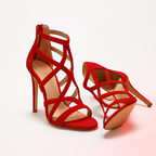 Strappy Cutout High Heel Sandals with Padded Footbed