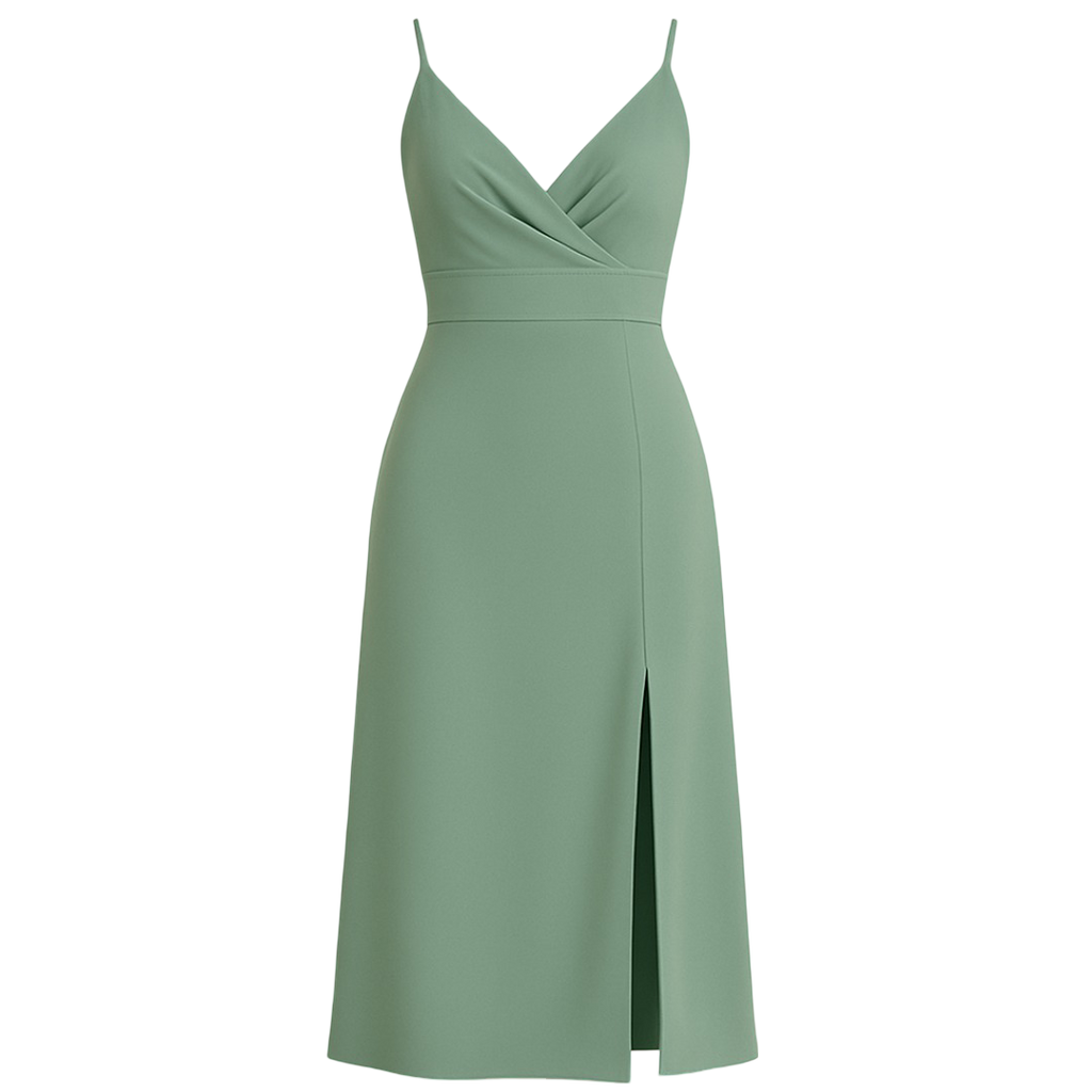 Vestido largo de satén con tirantes finos ajustables
