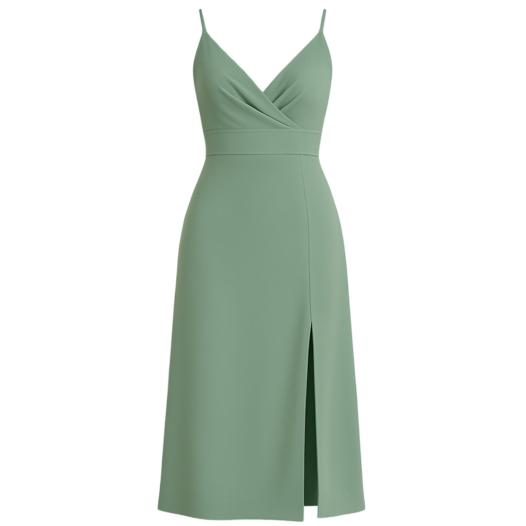 Vestido largo de satén con tirantes finos ajustables