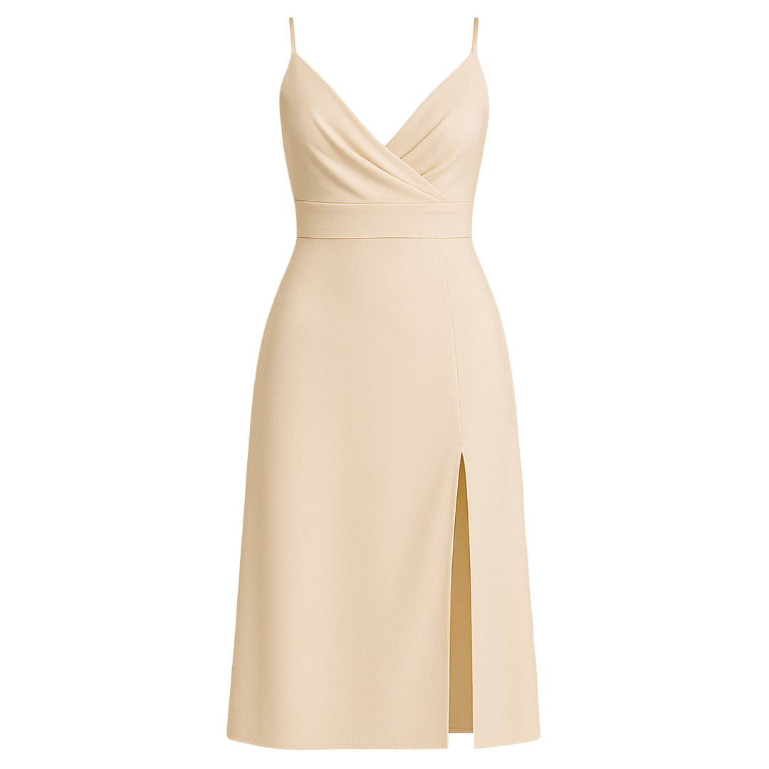 Vestido largo de satén con tirantes finos ajustables