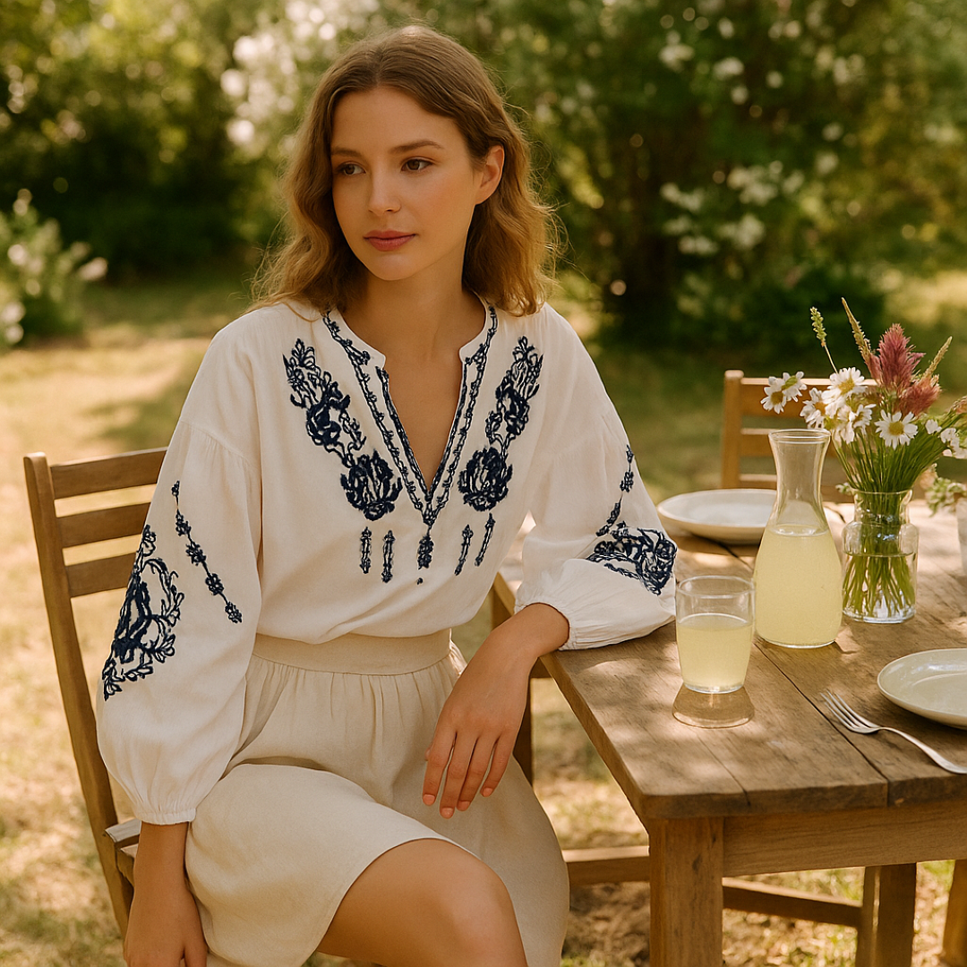 Boho Embroidered Blouse with Loose Breathable Fit