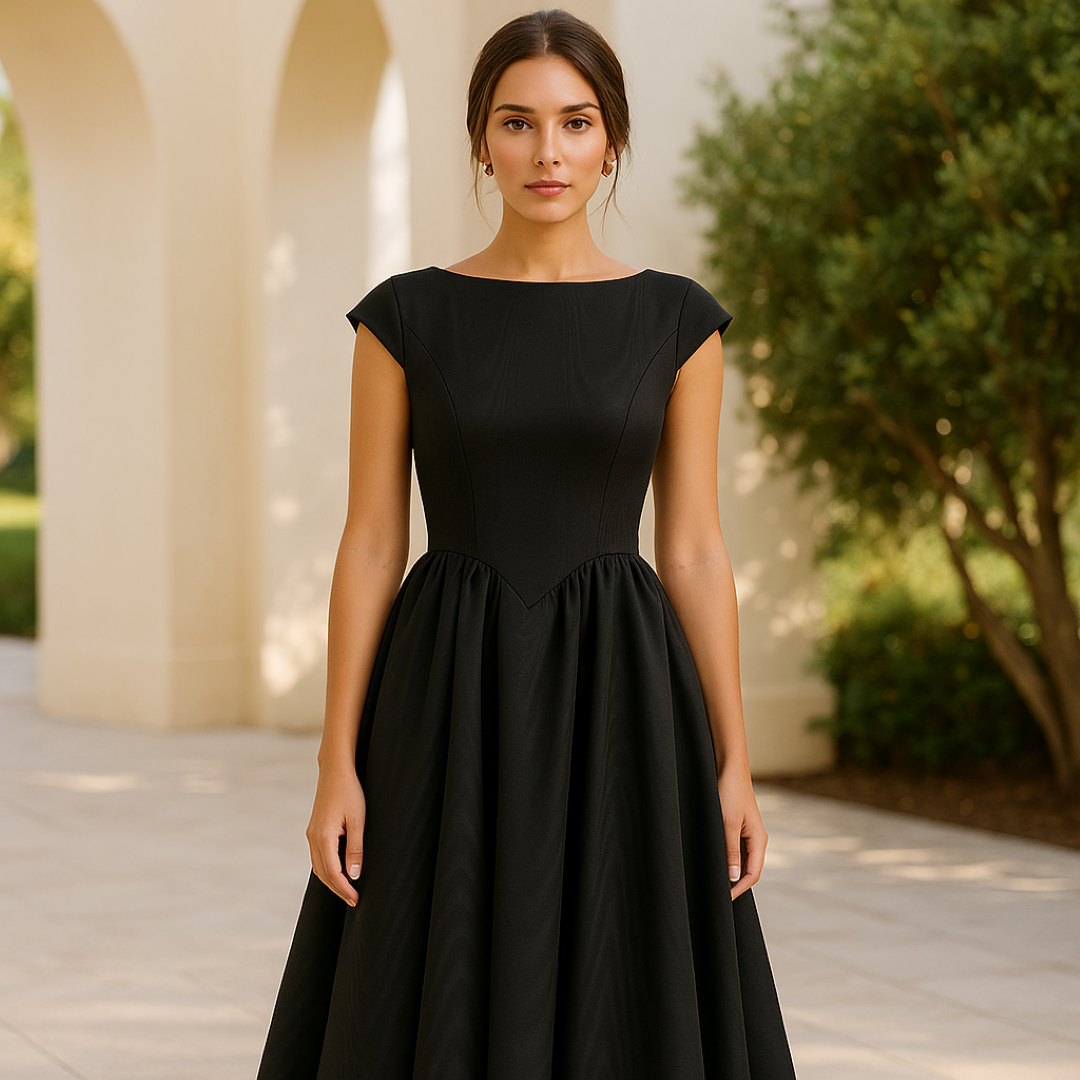 Open Back Midi Dress with Fitted Silhouette
