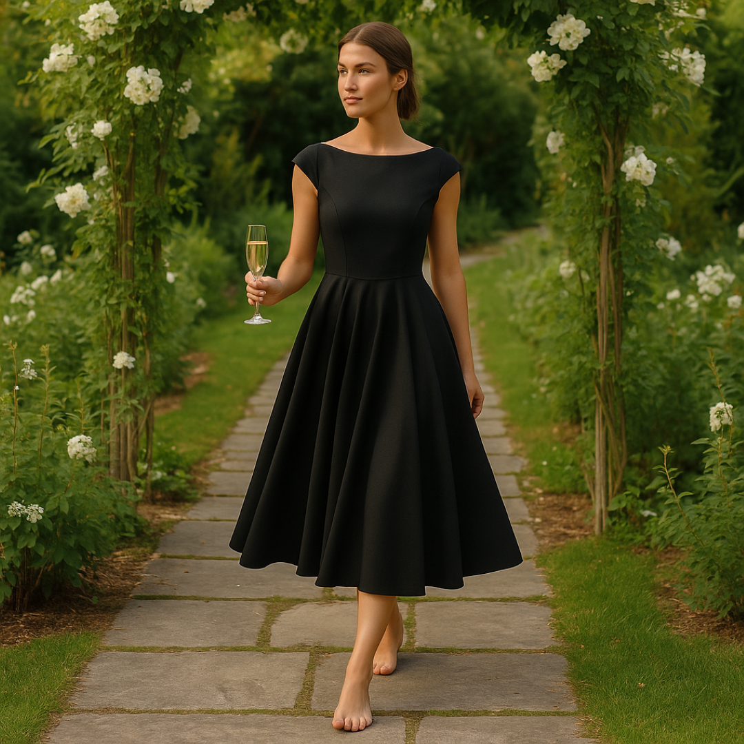 Open Back Midi Dress with Fitted Silhouette