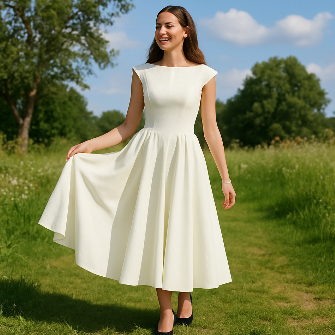 Open Back Midi Dress with Fitted Silhouette