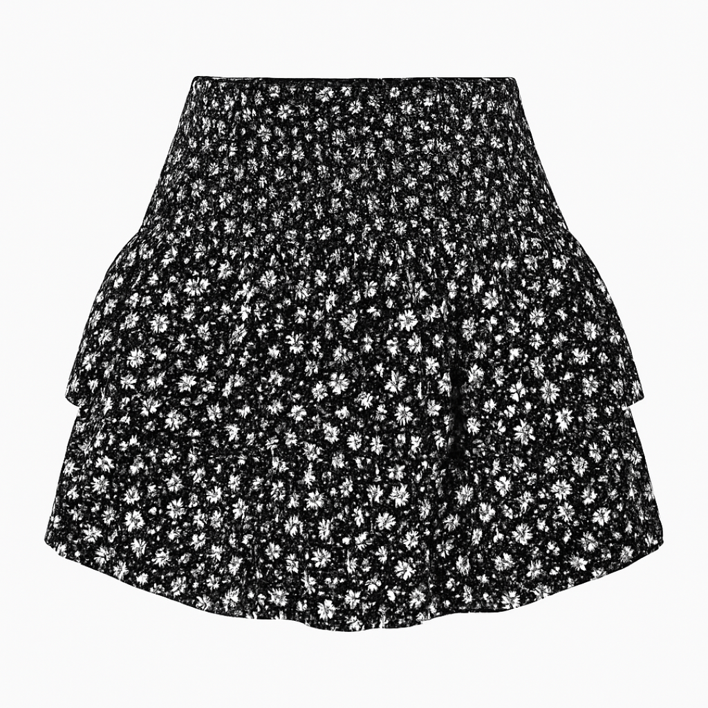 Boho High-Waisted Mini Skirt with Embroidered Trim