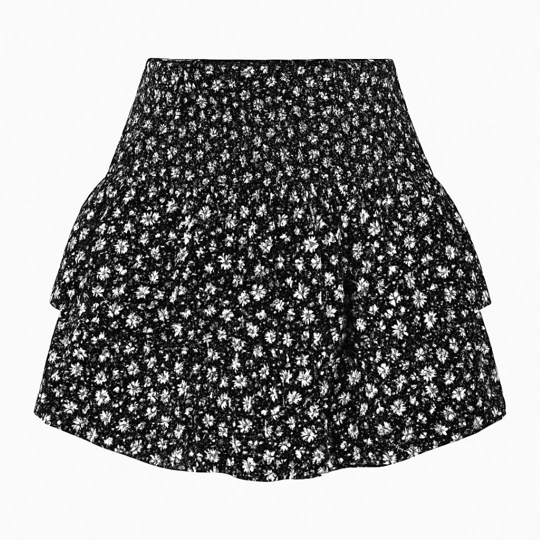 Boho High-Waisted Mini Skirt with Embroidered Trim