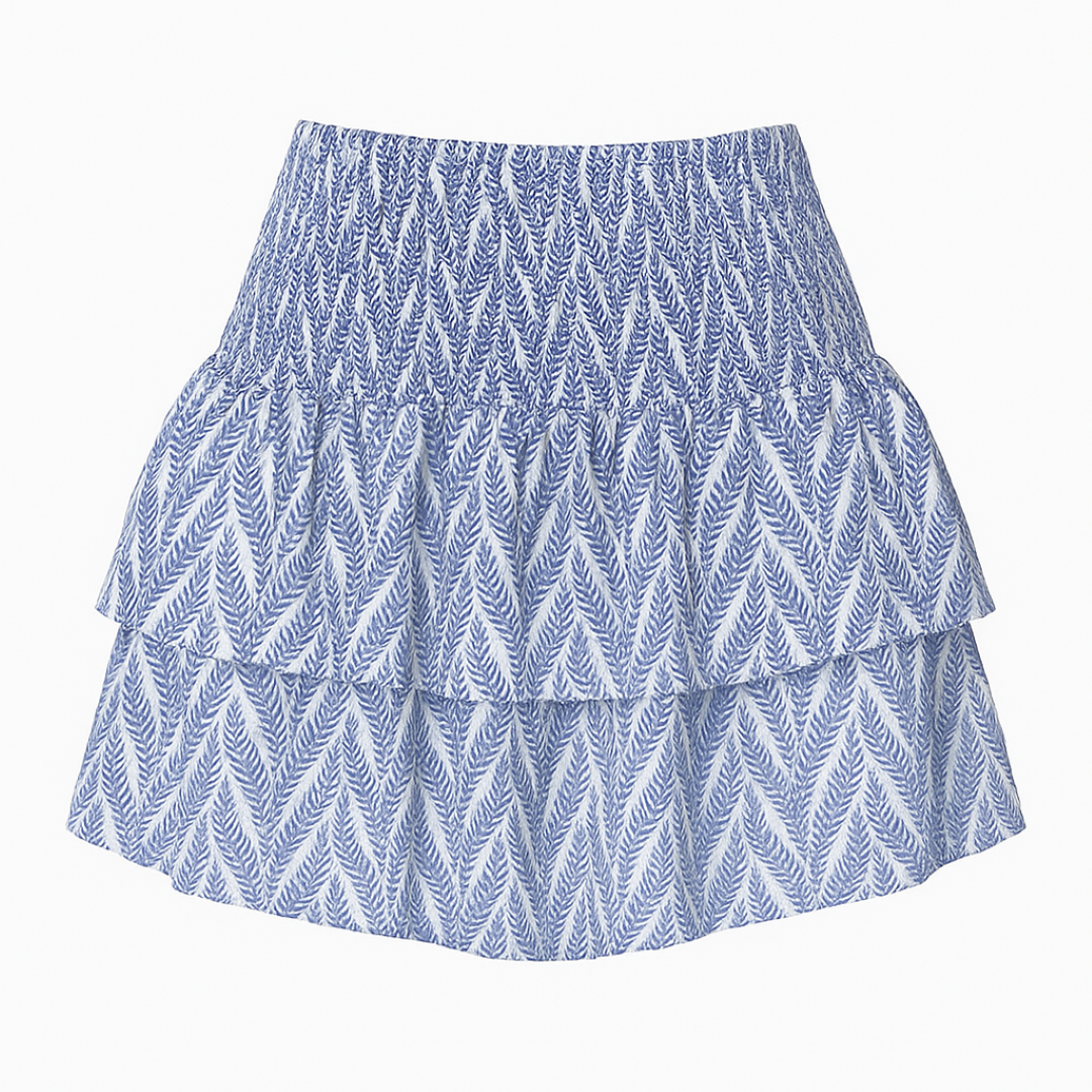 Boho High-Waisted Mini Skirt with Embroidered Trim
