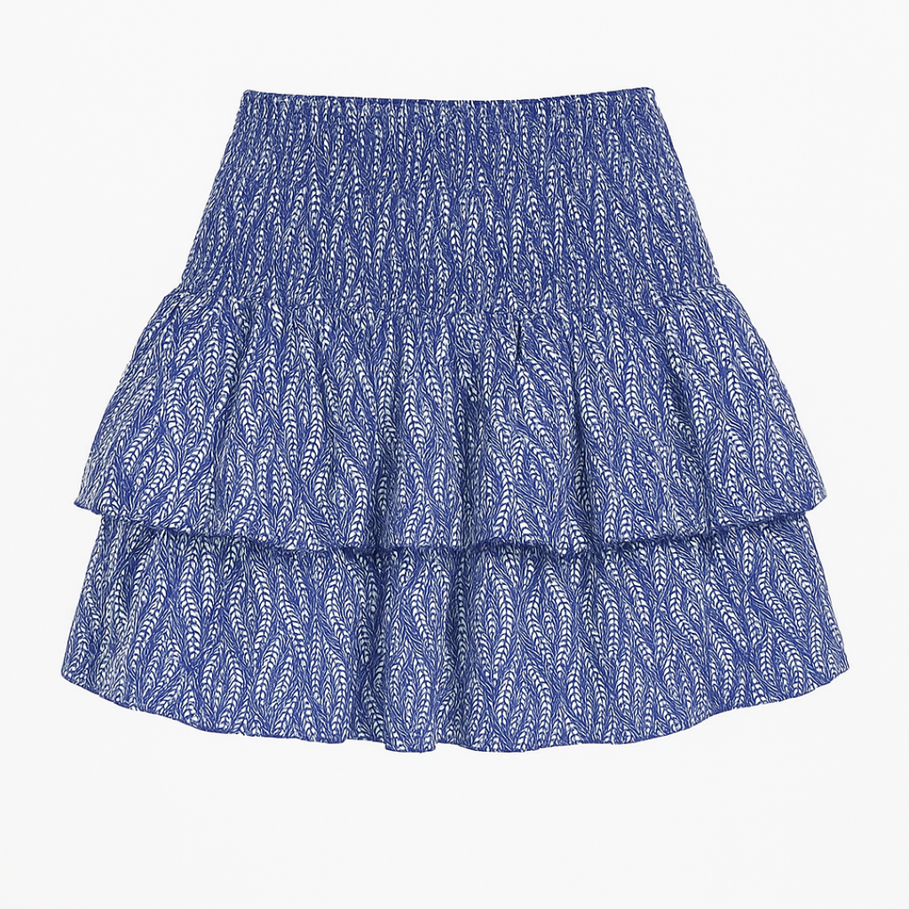 Boho High-Waisted Mini Skirt with Embroidered Trim