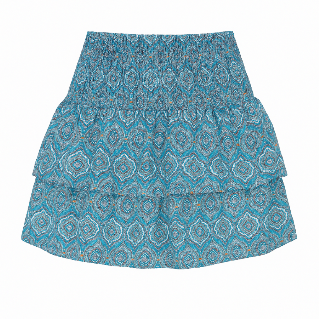 Boho High-Waisted Mini Skirt with Embroidered Trim