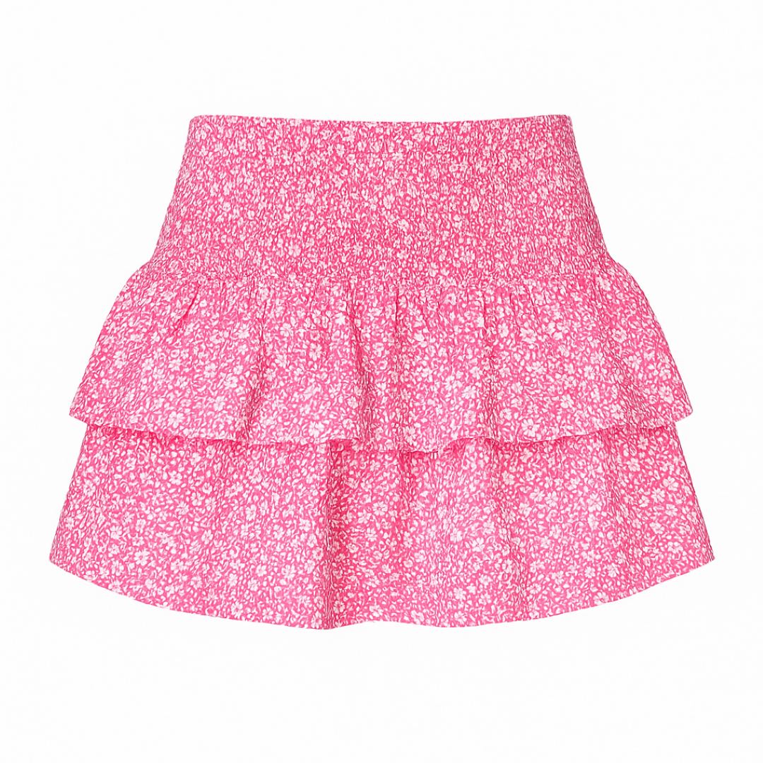 Boho High-Waisted Mini Skirt with Embroidered Trim