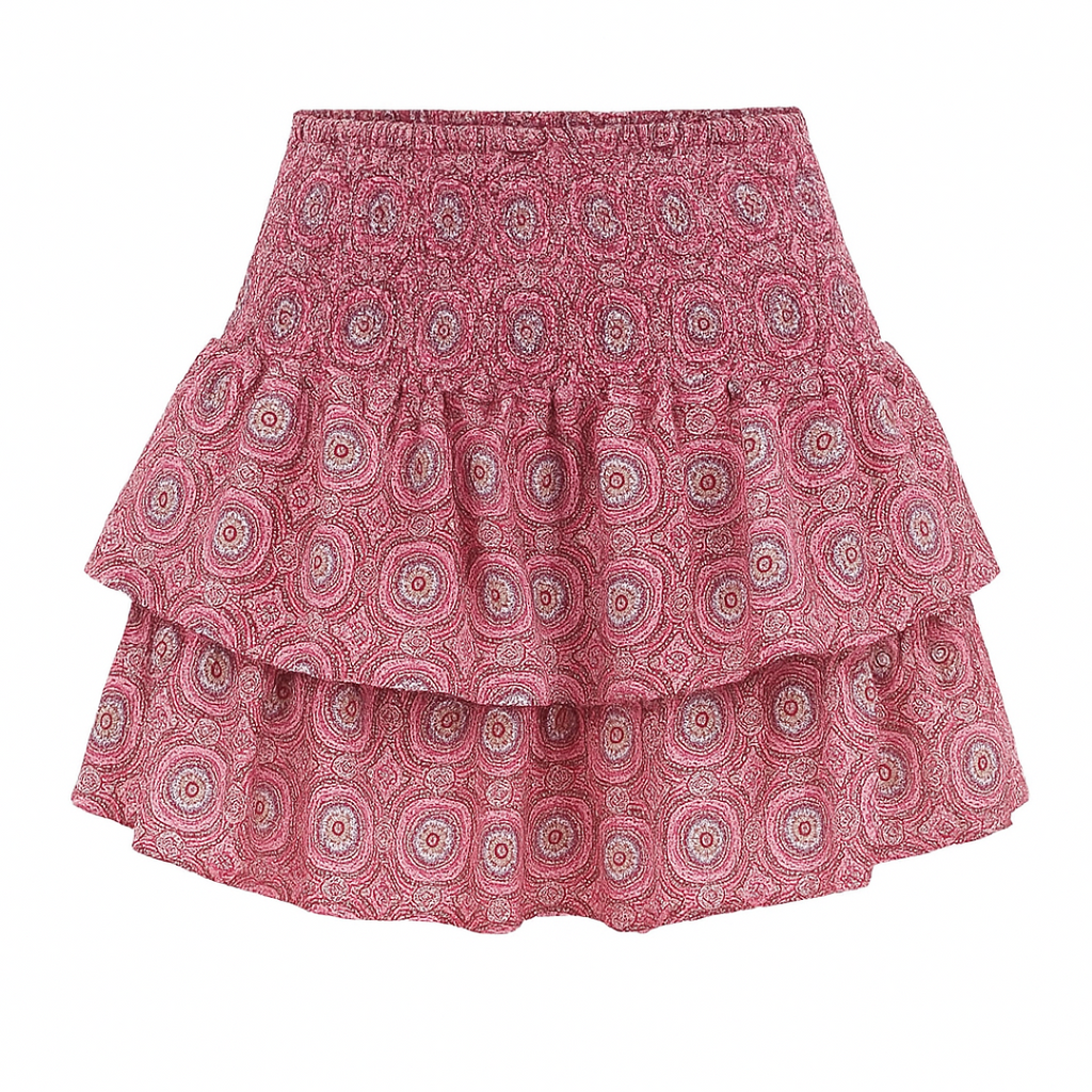 Boho High-Waisted Mini Skirt with Embroidered Trim