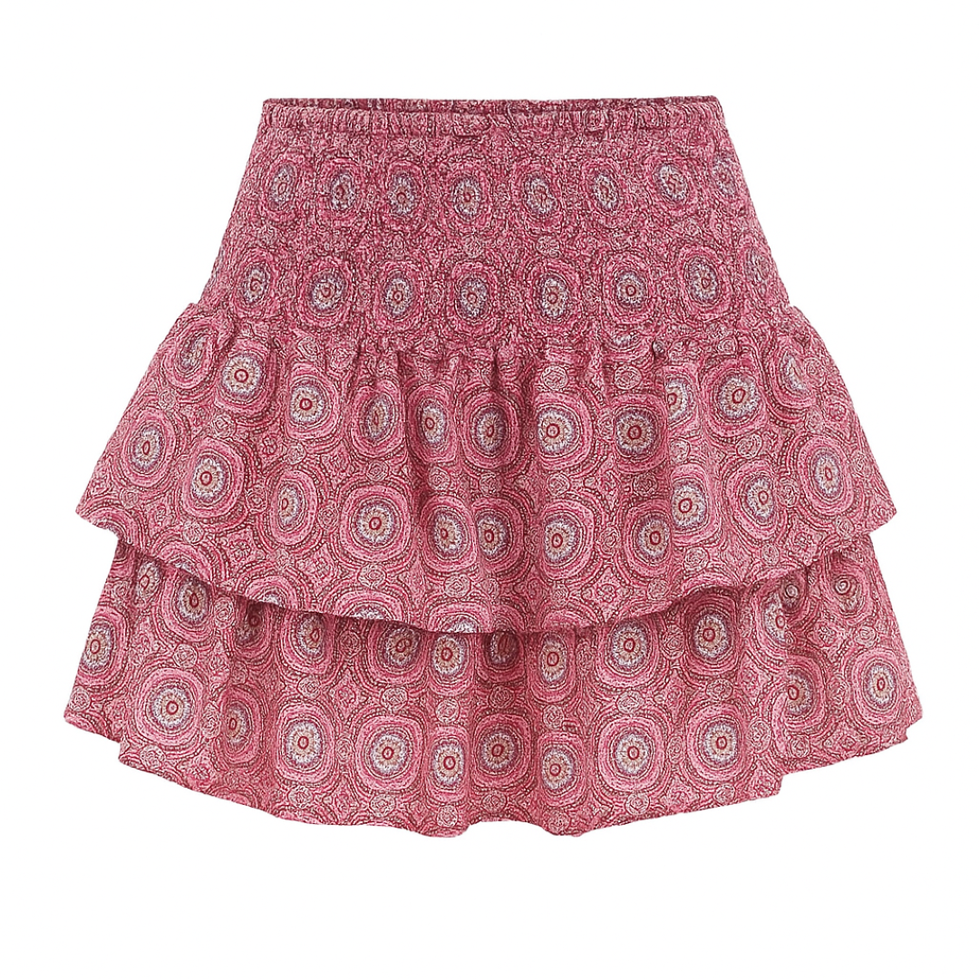 Boho High-Waisted Mini Skirt with Embroidered Trim