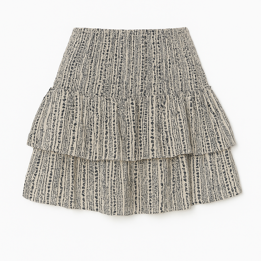 Boho High-Waisted Mini Skirt with Embroidered Trim