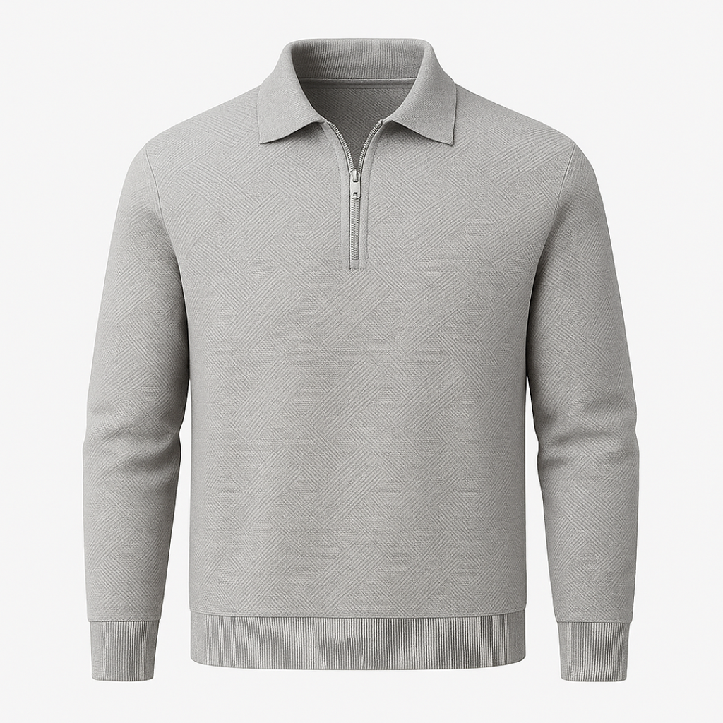 Jersey texturizado con cremallera corta y corte moderno ajustado