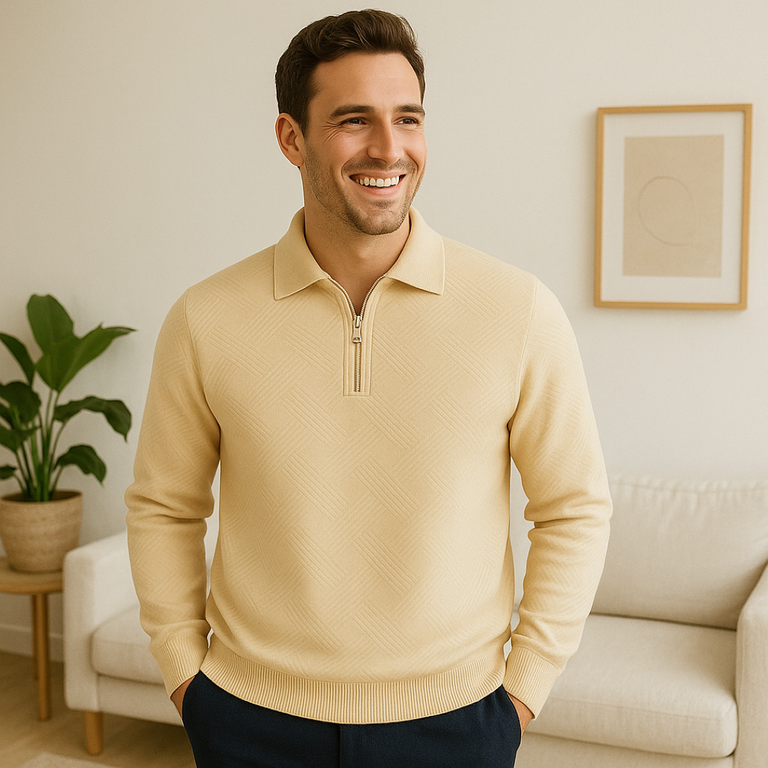 Textured Quarter-Zip Pullover with a Slim Modern Fit