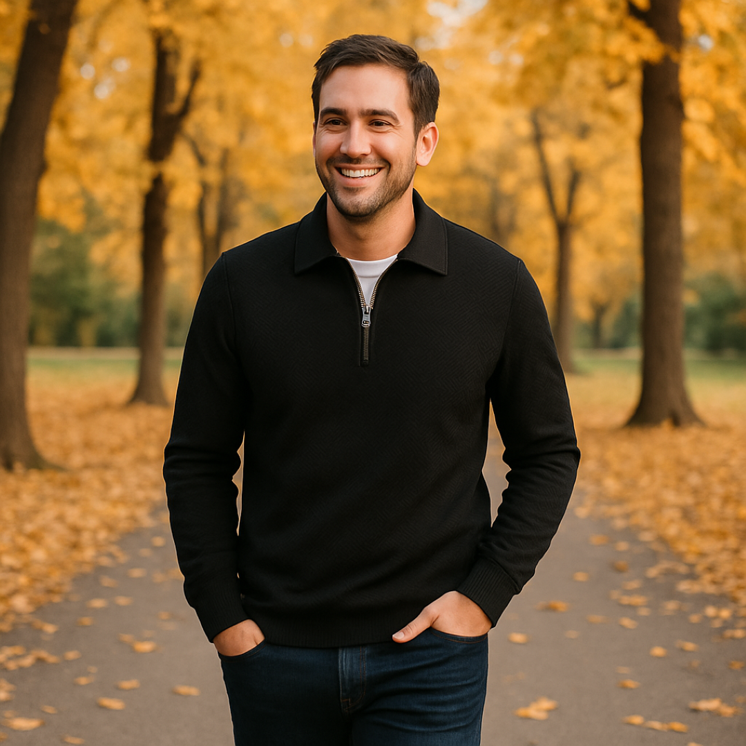 Textured Quarter-Zip Pullover with a Slim Modern Fit