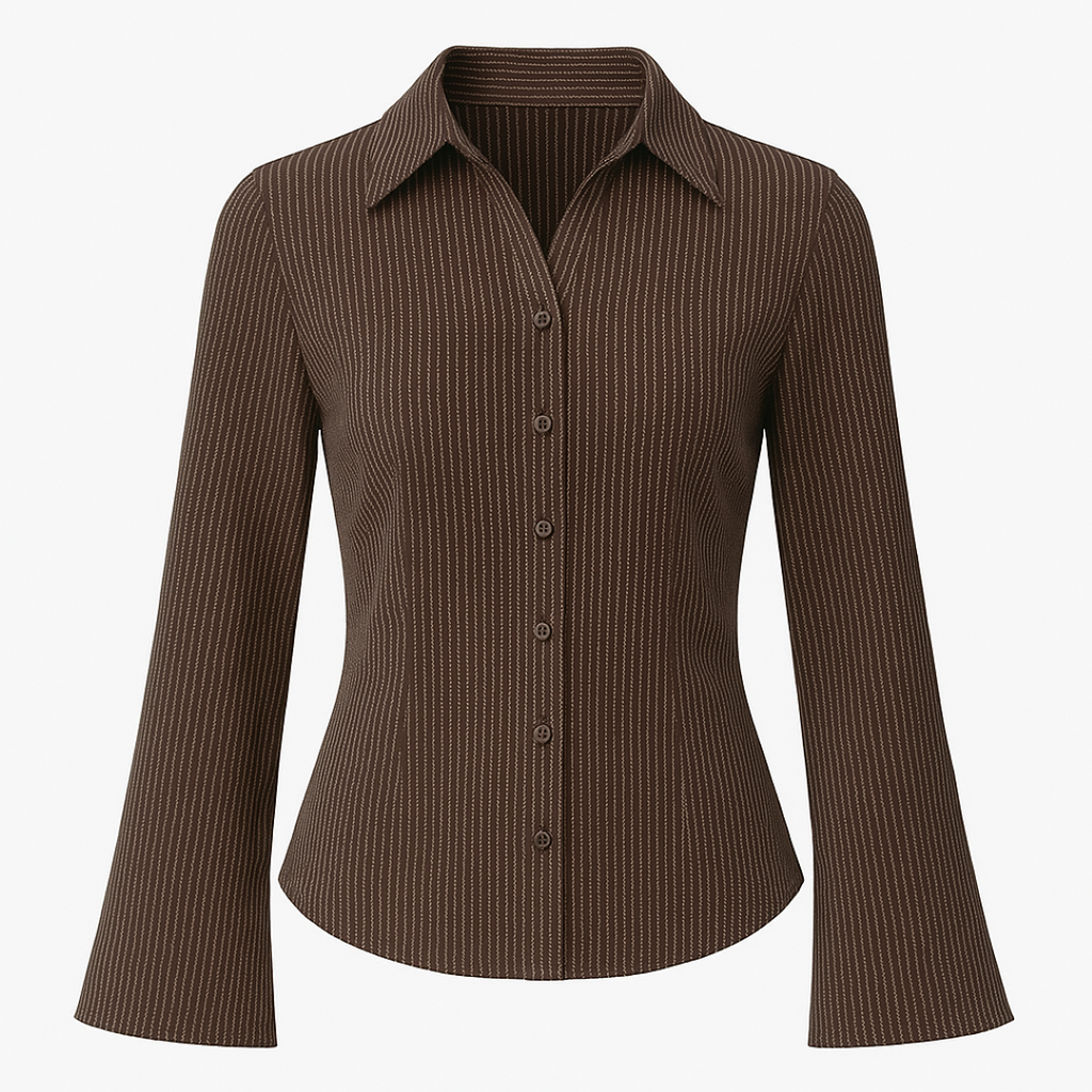 Blusa de rayas de corte ajustado con mangas anchas y acampanadas