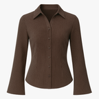 Blusa de rayas de corte ajustado con mangas anchas y acampanadas