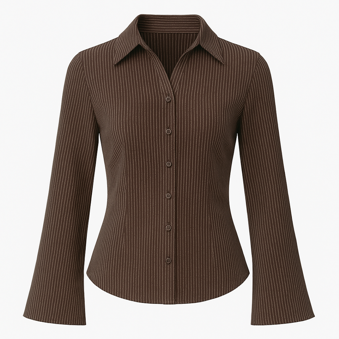 Blusa de rayas de corte ajustado con mangas anchas y acampanadas