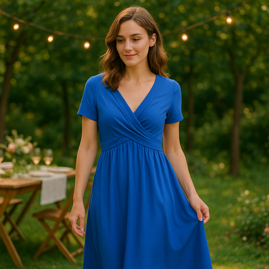 Vestido cruzado holgado con cinturón ajustable para el día y la noche