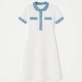 Vestido midi de punto de canalé con detalle de botones estilo vaquero