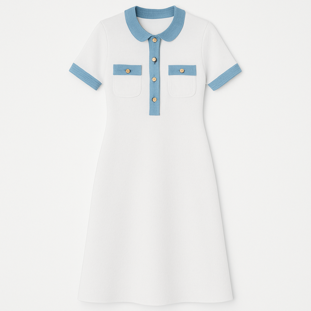 Vestido midi de punto de canalé con detalle de botones estilo vaquero