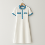 Vestido midi de punto de canalé con detalle de botones estilo vaquero