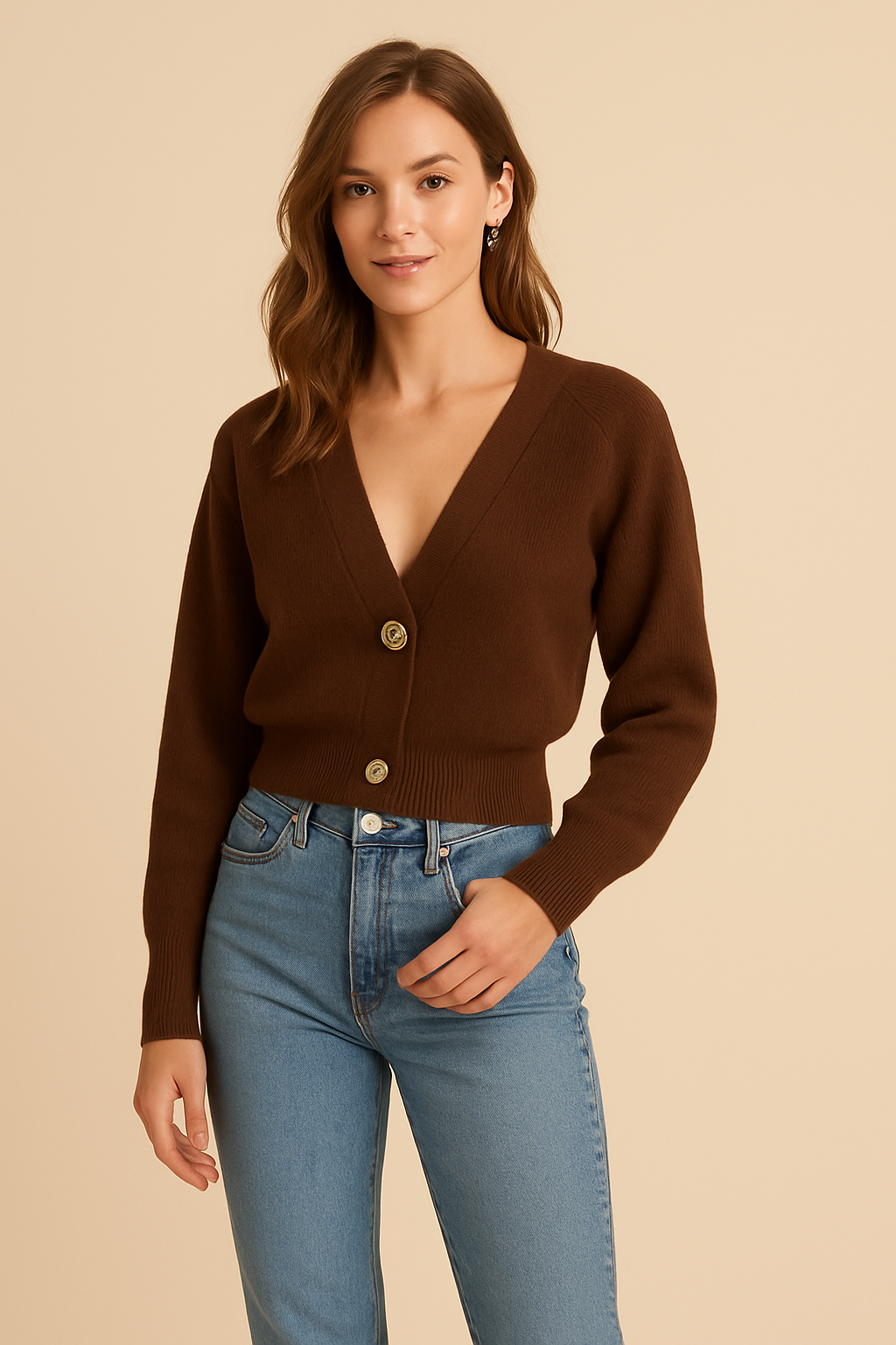 Blusa cruzada de punto suave con silueta fluida
