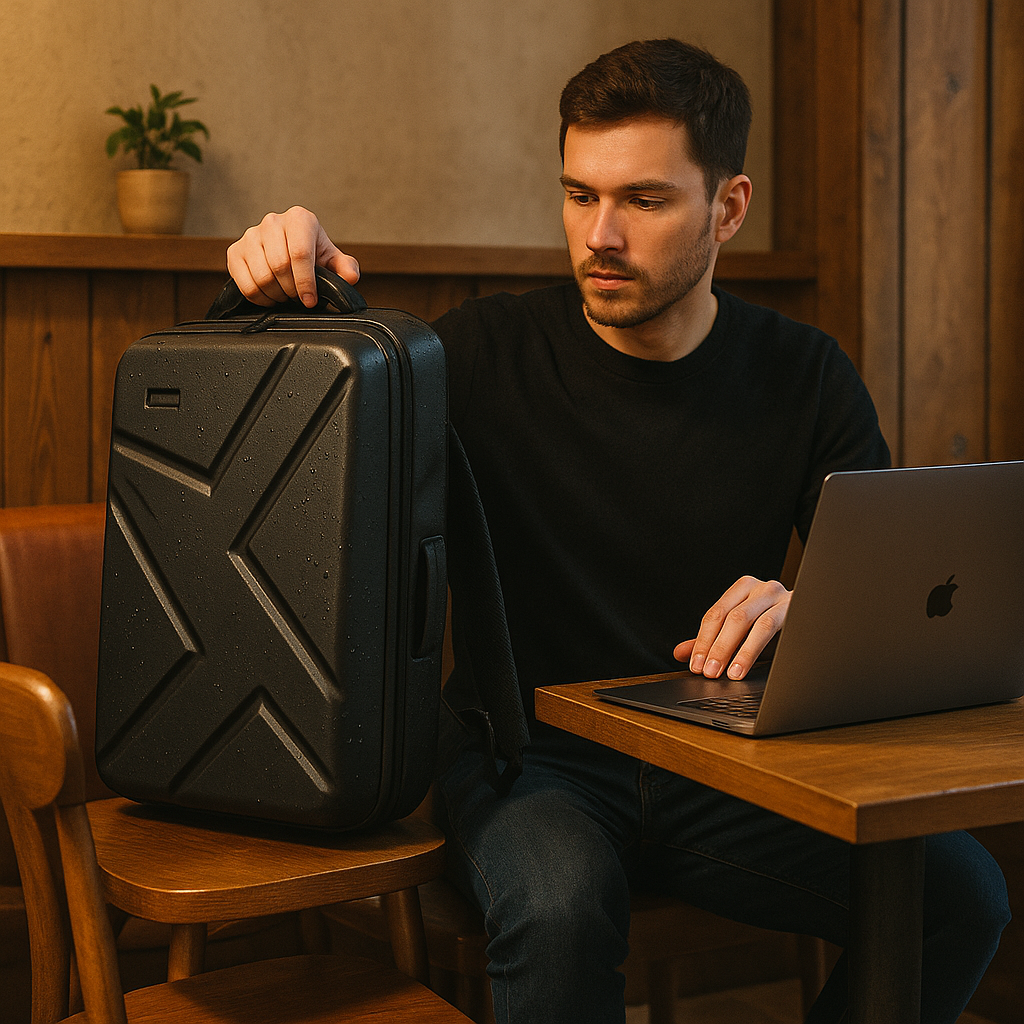 Mochila resistente de carcasa rígida de ABS con puerto USB integrado