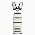 Conjunto artesanal de ganchillo de top y falda con rayas tonales