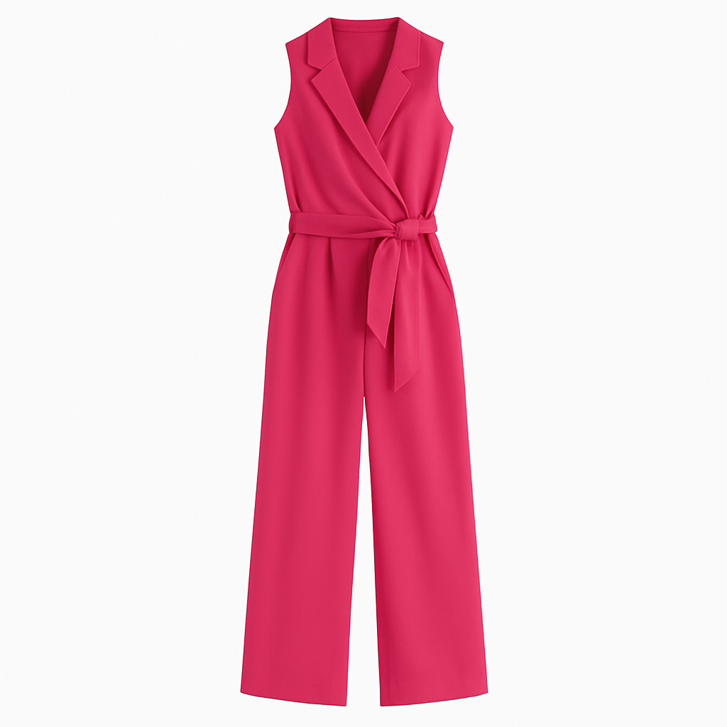 Sleeveless Wide-Leg Jumpsuit with Belted Waist Detail