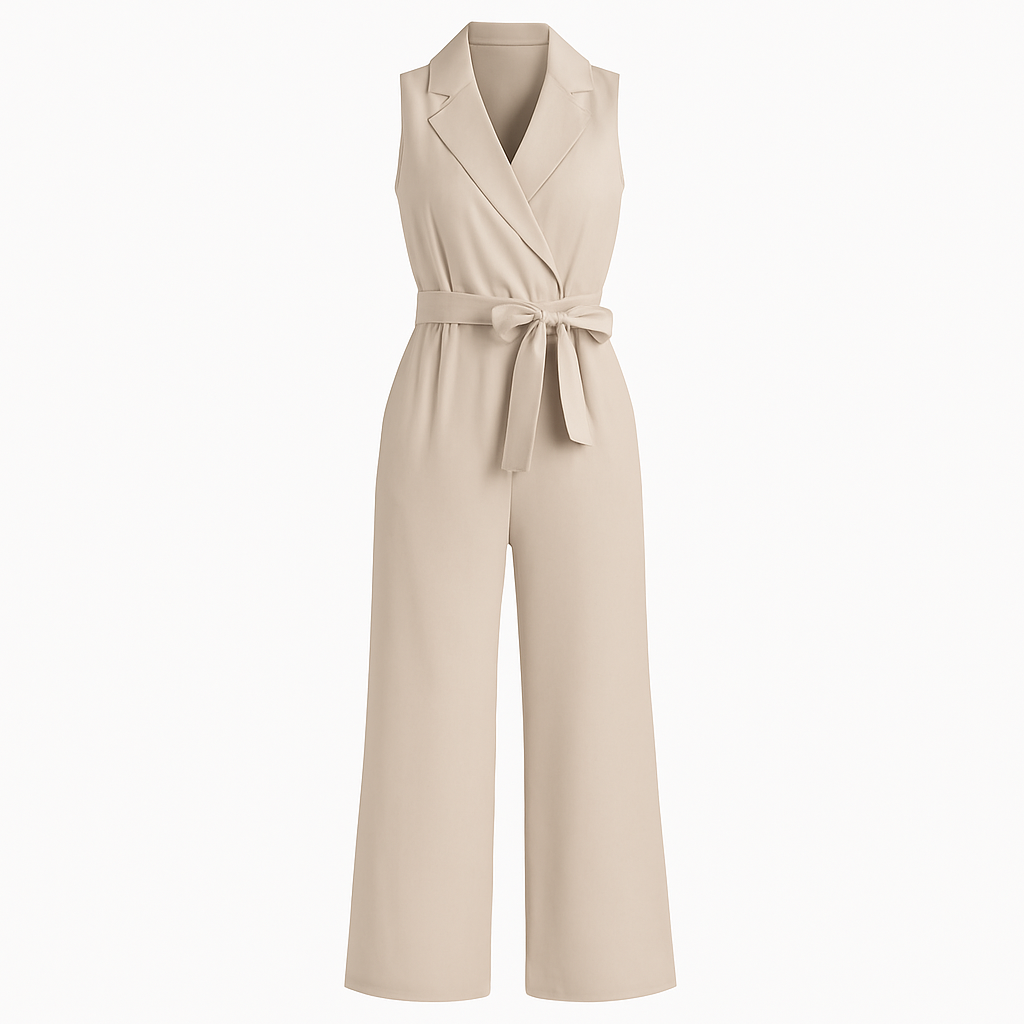 Sleeveless Wide-Leg Jumpsuit with Belted Waist Detail