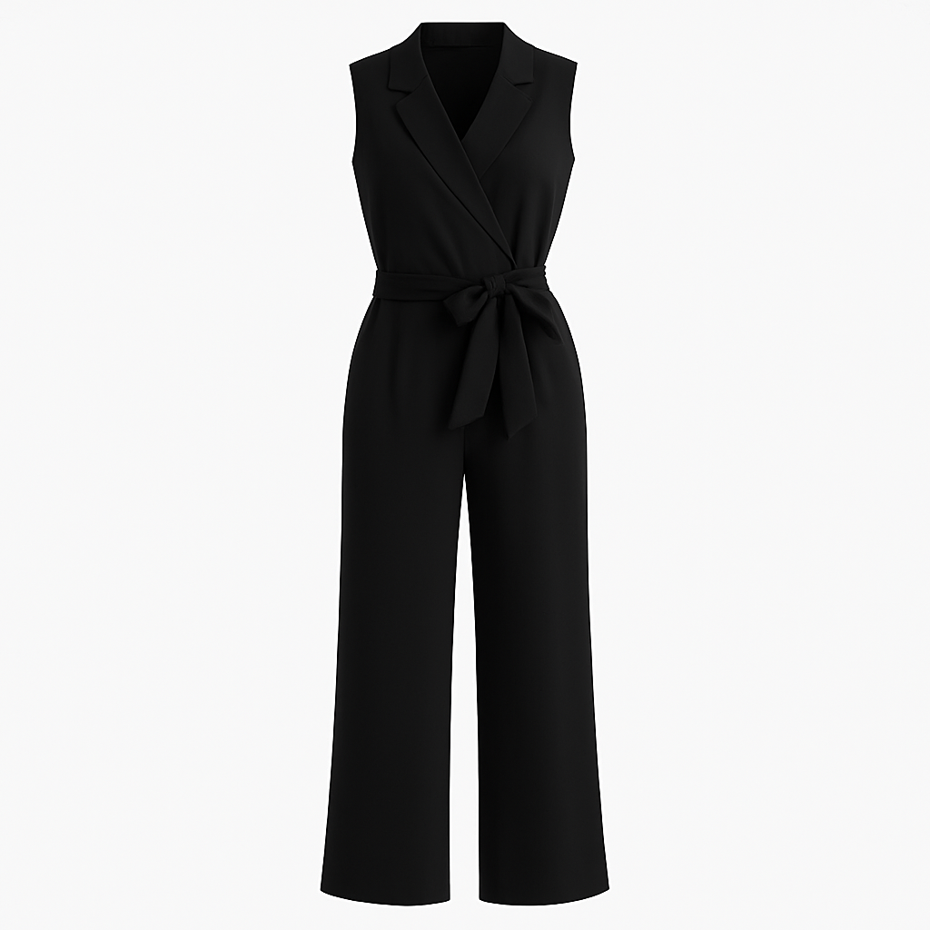 Sleeveless Wide-Leg Jumpsuit with Belted Waist Detail