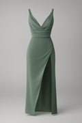 Vestido midi drapeado con abertura lateral para la noche
