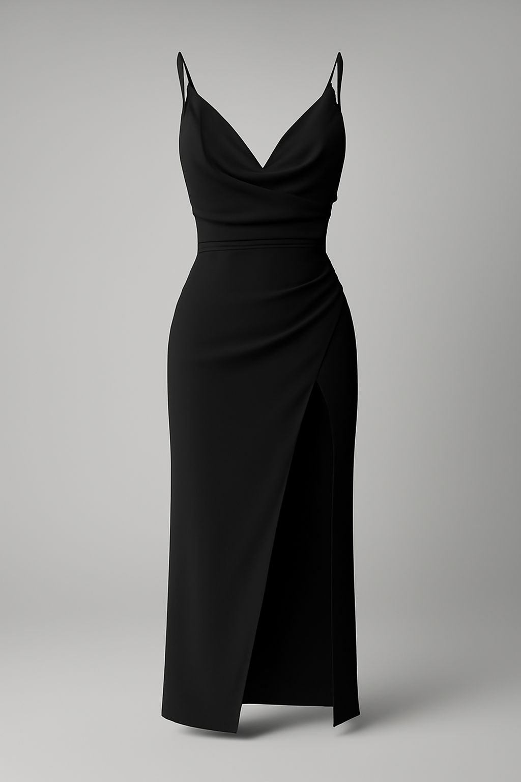 Vestido midi drapeado con abertura lateral para la noche