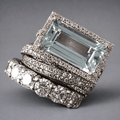 Stackable Blue-Green Glass Ring Set in Silver Colour