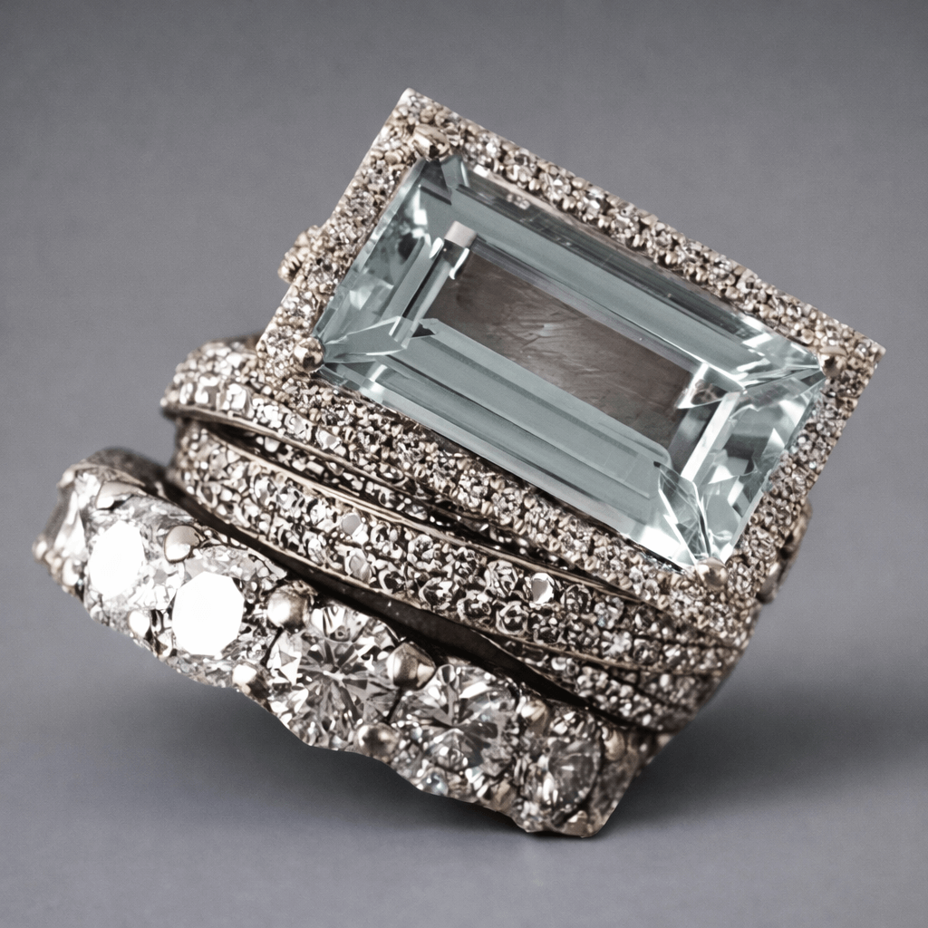 Stackable Blue-Green Glass Ring Set in Silver Colour