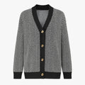 Lightweight Knitted V-Neck Cardigan with Contrast Stripes