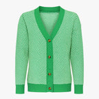 Lightweight Knitted V-Neck Cardigan with Contrast Stripes
