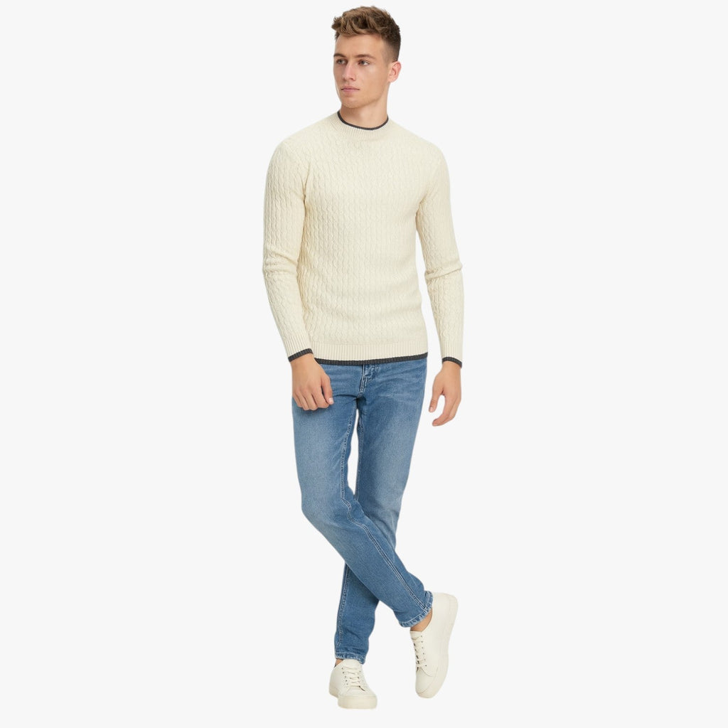 Slim-Fit Knitted V-Neck Jumper for Men, All Season