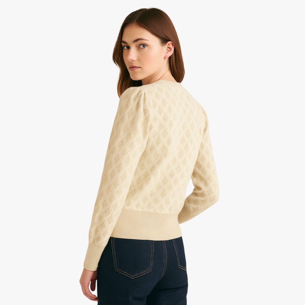 Breathable Sequin Jacquard Cardigan with Long Sleeves