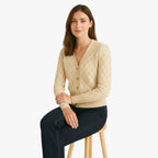 Breathable Sequin Jacquard Cardigan with Long Sleeves